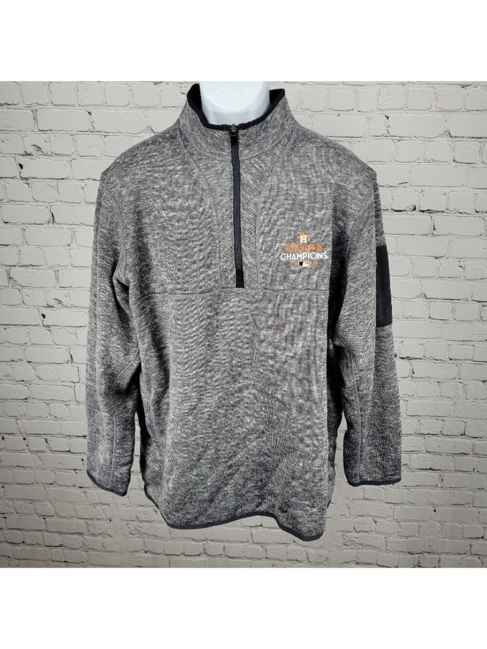 Houston Astros 2017 World Series Champions Grey Long Sleeve 1/4 Zip Jacket 2XL